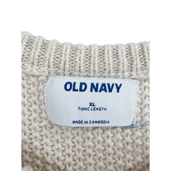 2/$30 OLD NAVY Sweater Size XL Cream Tunic Top Knit Long Sleeve Crew Neck - Picture 4 of 6